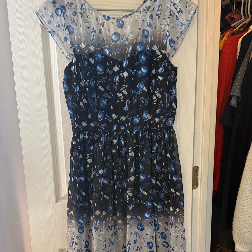 Betsey Johnson Blue and Black Floral Dress